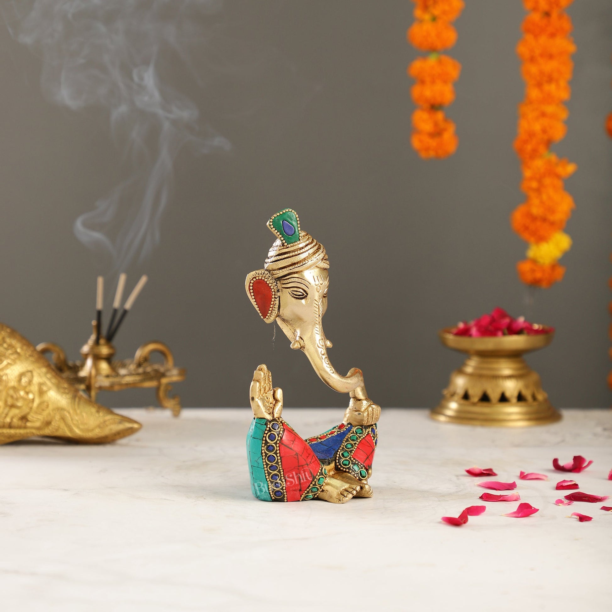Contemporary Brass Pagadi Ganesha Idol | 7 inch