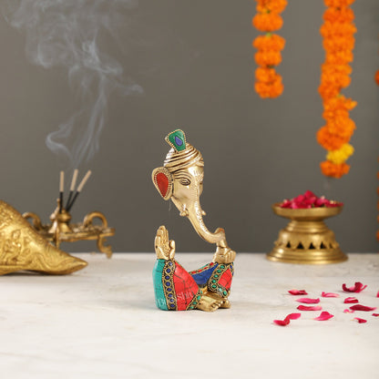 Contemporary Brass Pagadi Ganesha Idol | 7 inch