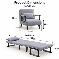 Single Seater Folding Sofa Come Bed, Convertible Sleeper Chair Bed for Bedroom & Guest Room, Space Saving Recliner Sofa Bed