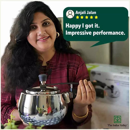 QuicKooker Stainless Steel Pressure Cooker, Premium Quality, Inner Lid, Tri-ply (3 Layer) Heavy Bottom, 100% Safe, ISI Certified, 5 Yr Warranty, Induction & Gas, 3/5L