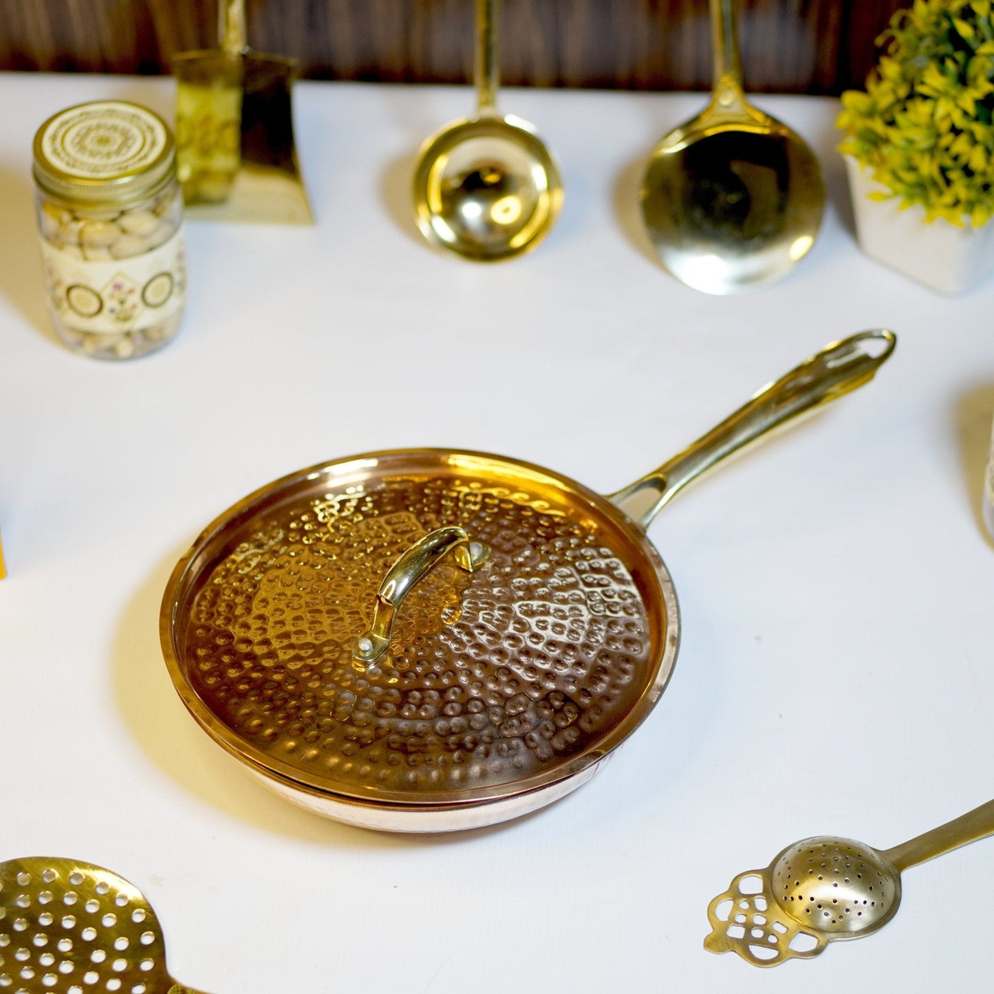 Copper Frypan With Lid (Tincoated)