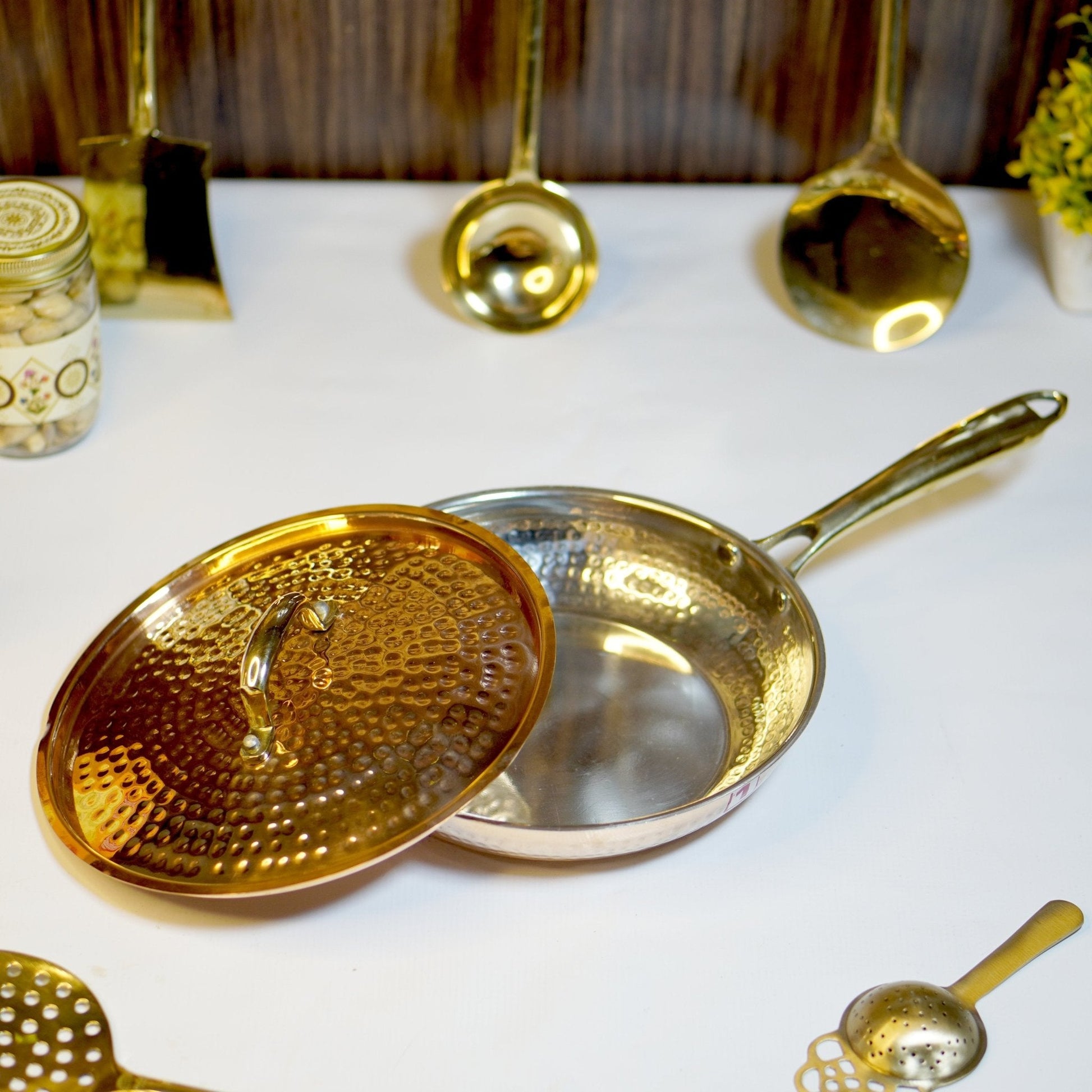 Copper Frypan With Lid (Tincoated)