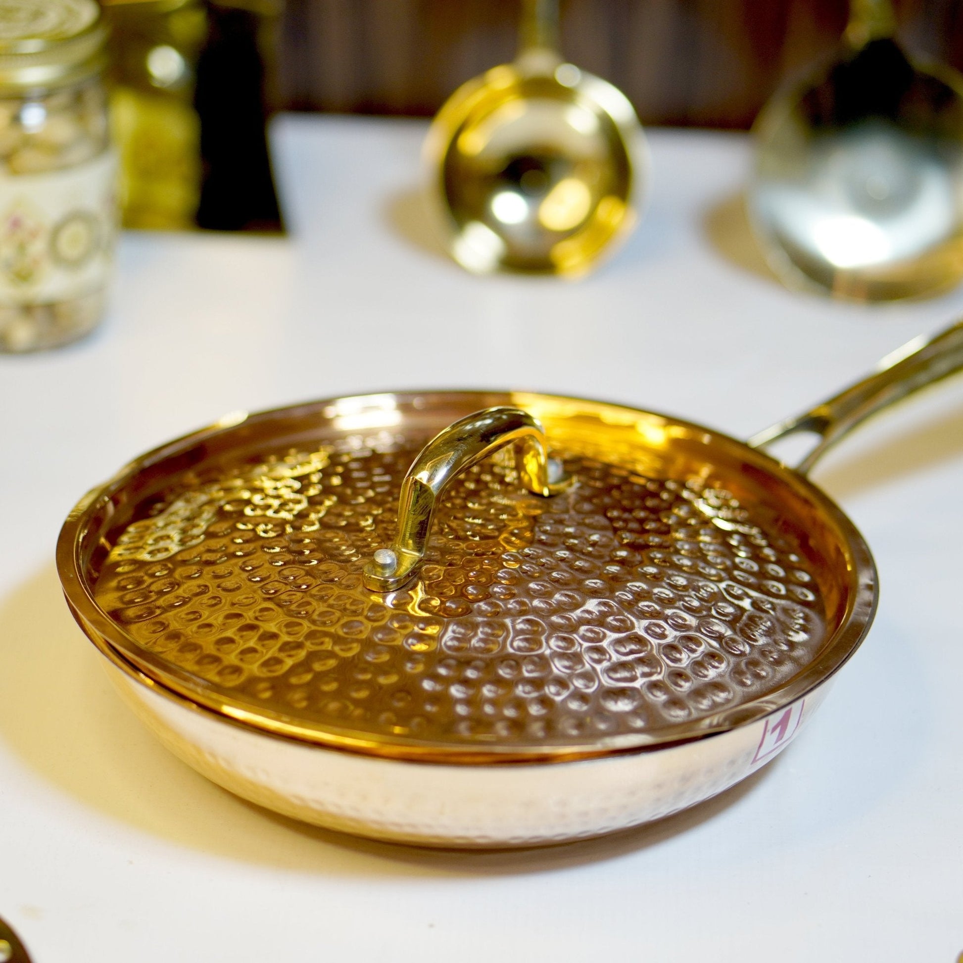 Copper Frypan With Lid (Tincoated)