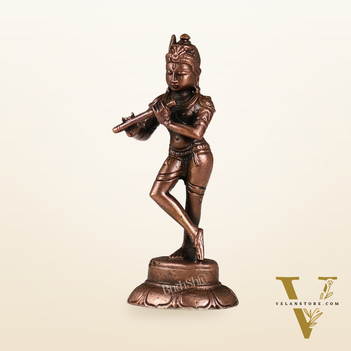 Copper Krishna Idol | Height 4.5 inch | BudhShiv Brass Handicrafts