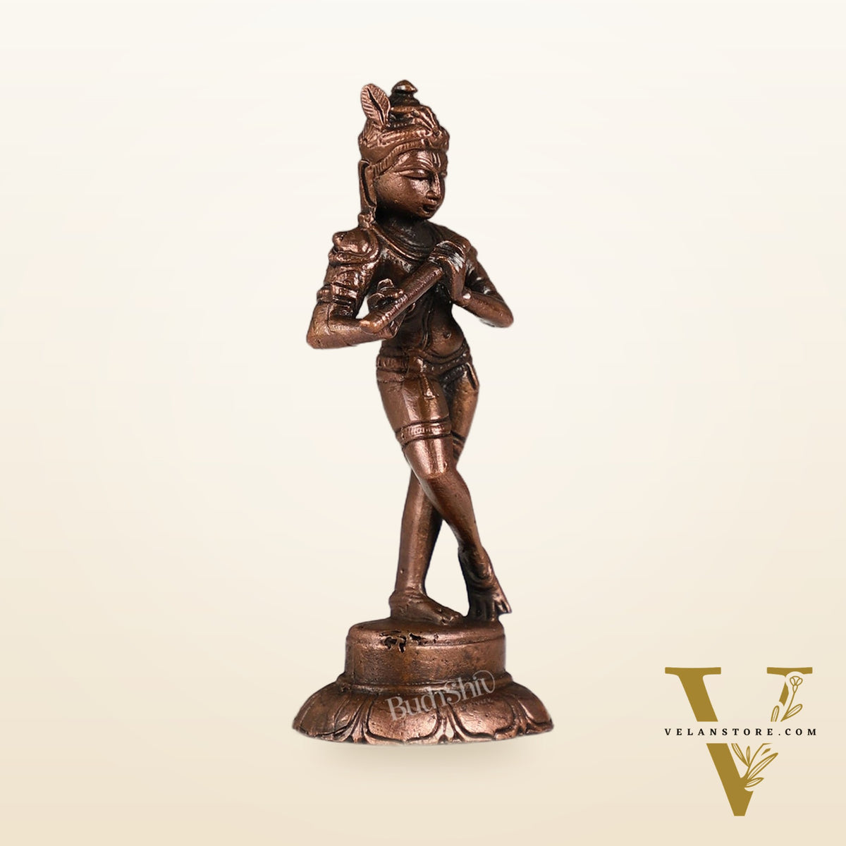 Copper Krishna Idol | Height 4.5 inch | BudhShiv Brass Handicrafts