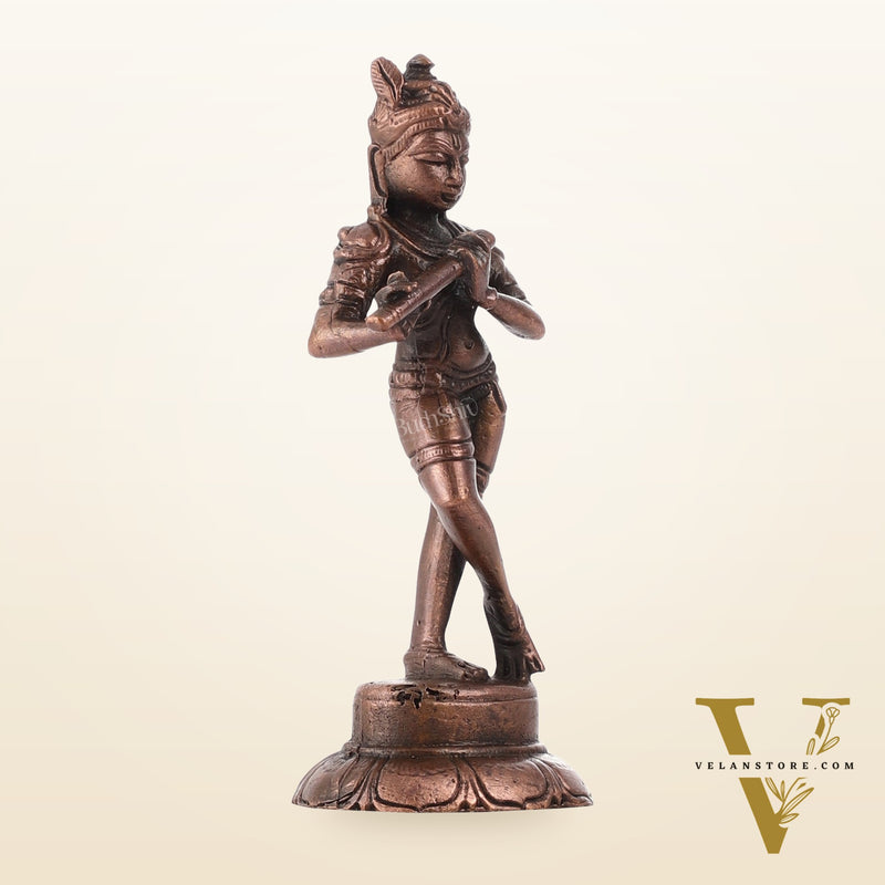 Copper Krishna Idol | Height 4.5 inch | BudhShiv Brass Handicrafts