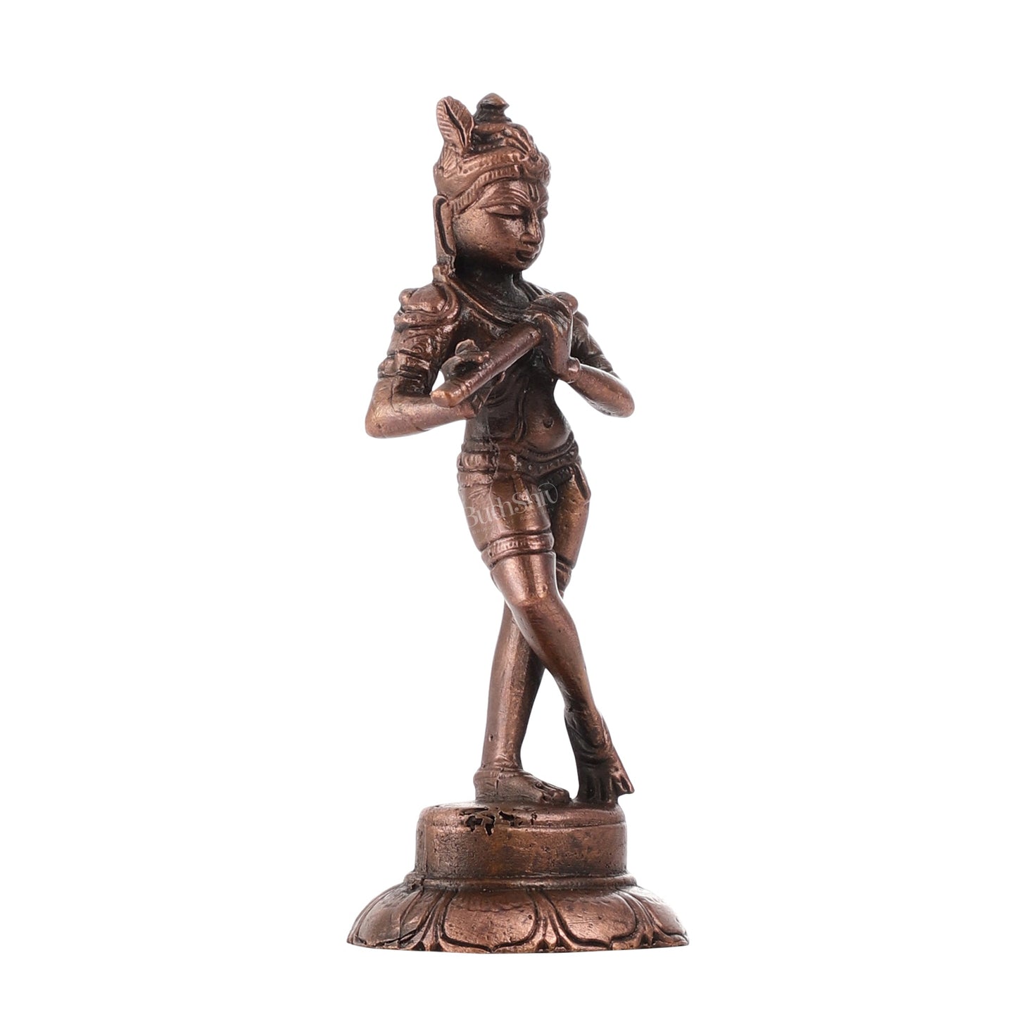 Copper Krishna Idol | Height 4.5 inch | BudhShiv Brass Handicrafts
