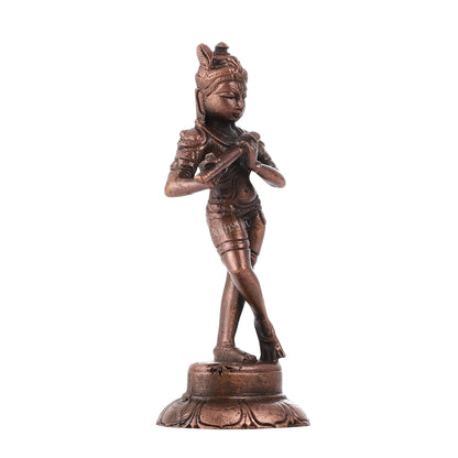 Copper Krishna Idol | Height 4.5 inch | BudhShiv Brass Handicrafts