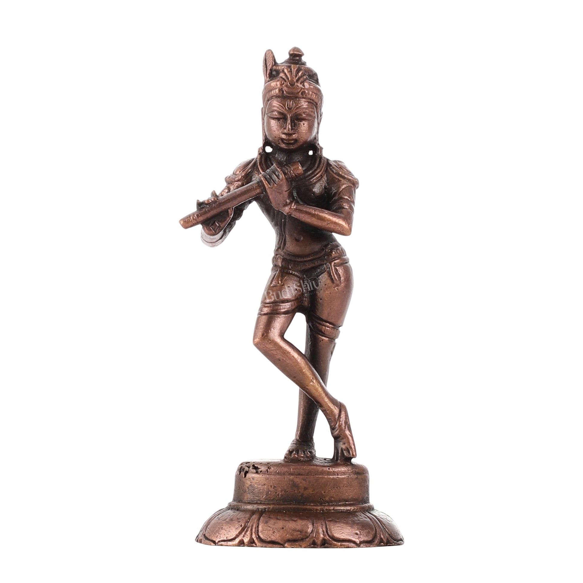 Copper Krishna Idol | Height 4.5 inch | BudhShiv Brass Handicrafts