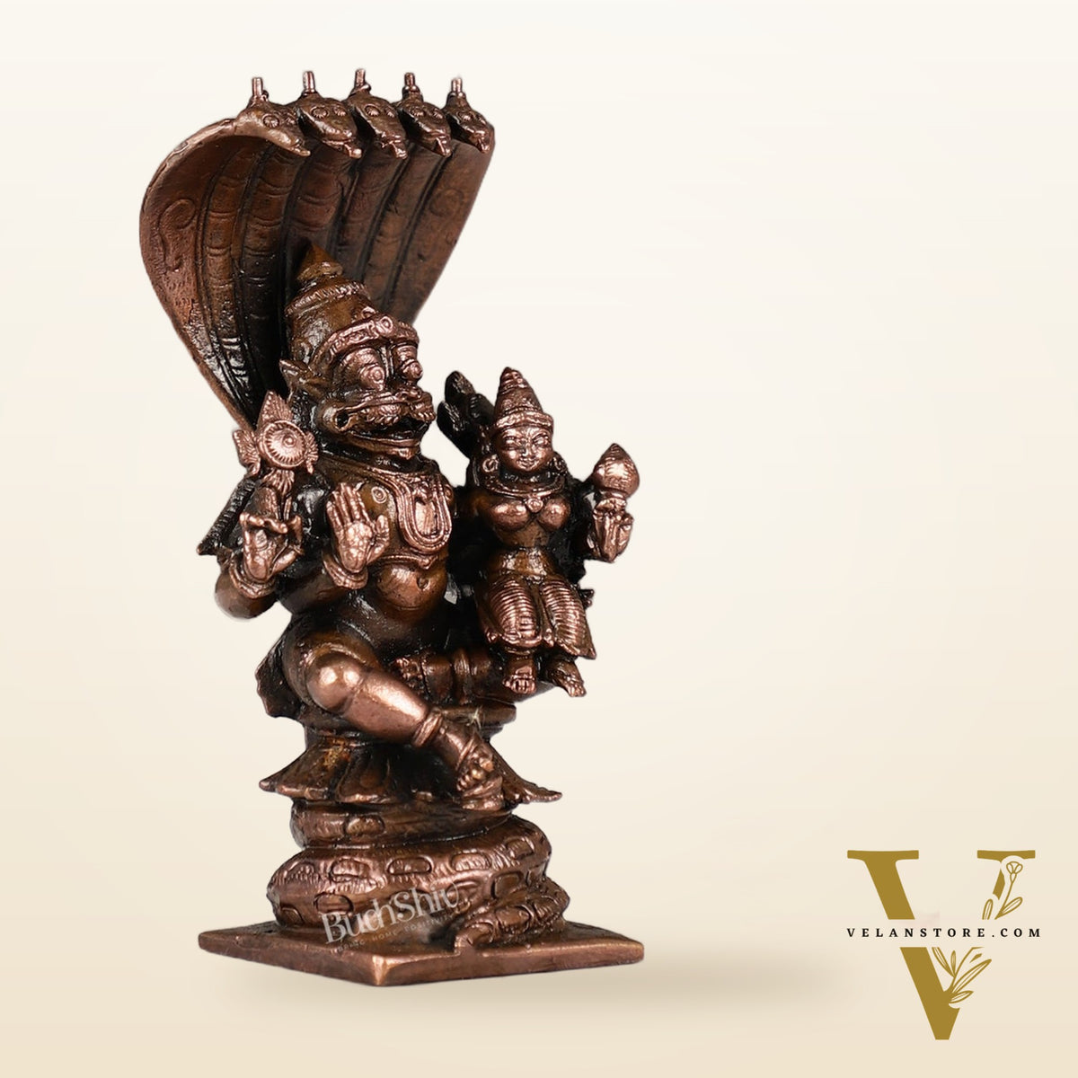 Copper Narsimha Lakshmi Idol | Height 4.5 inch | BudhShiv Brass Handicrafts