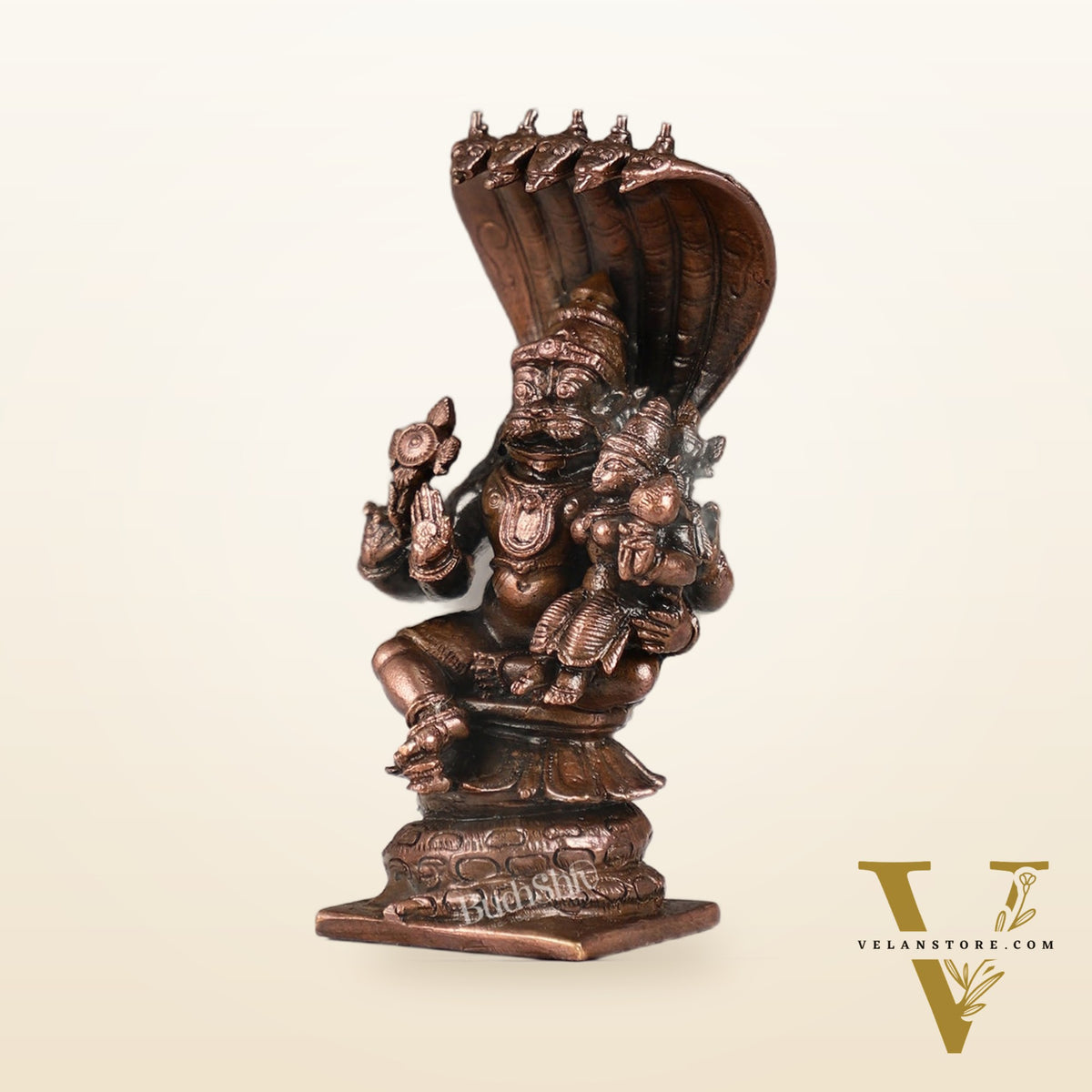Copper Narsimha Lakshmi Idol | Height 4.5 inch | BudhShiv Brass Handicrafts