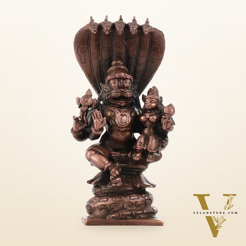 Copper Narsimha Lakshmi Idol | Height 4.5 inch | BudhShiv Brass Handicrafts