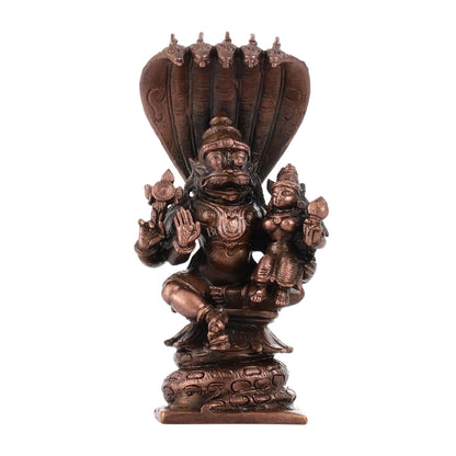 Copper Narsimha Lakshmi Idol | Height 4.5 inch | BudhShiv Brass Handicrafts