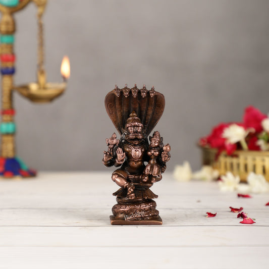 Copper Narsimha Lakshmi Idol | Height 4.5 inch | BudhShiv Brass Handicrafts