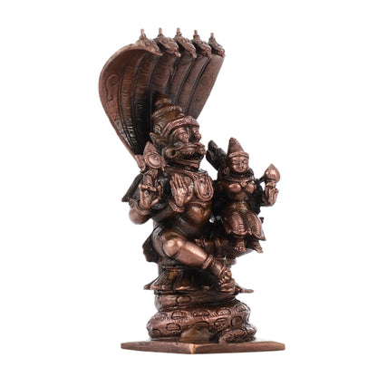 Copper Narsimha Lakshmi Idol | Height 4.5 inch | BudhShiv Brass Handicrafts
