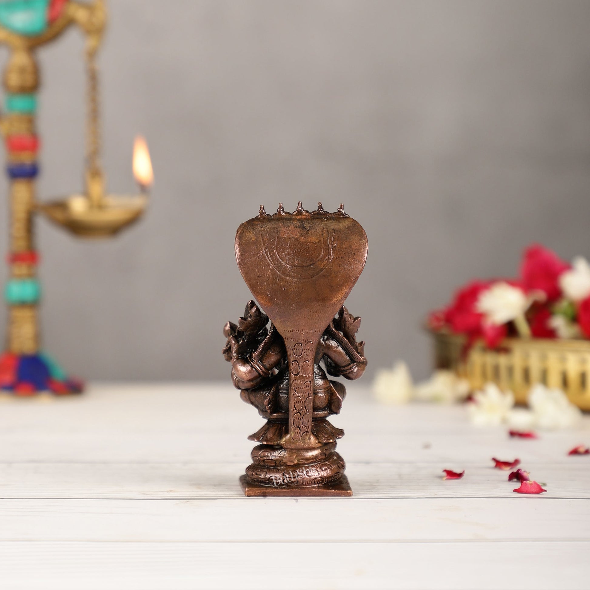 Copper Narsimha Lakshmi Idol | Height 4.5 inch | BudhShiv Brass Handicrafts
