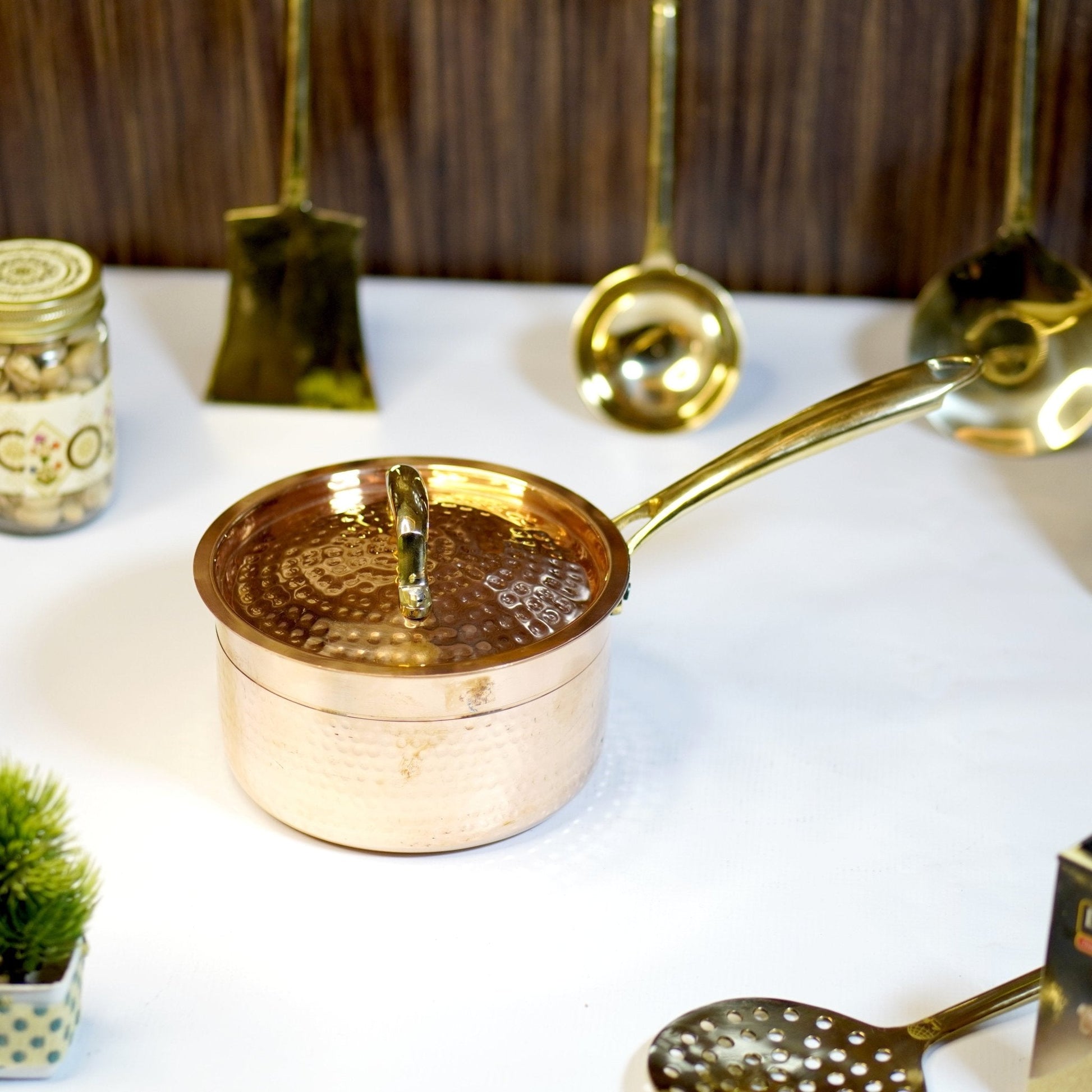 Copper Saucepan / Patila Tincoated With Lid