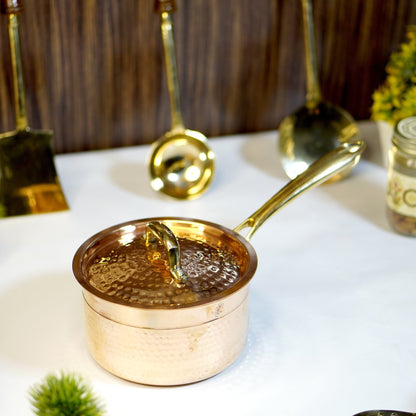 Copper Saucepan / Patila Tincoated With Lid