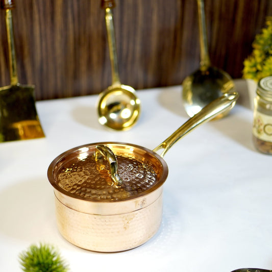Copper Saucepan / Patila Tincoated With Lid