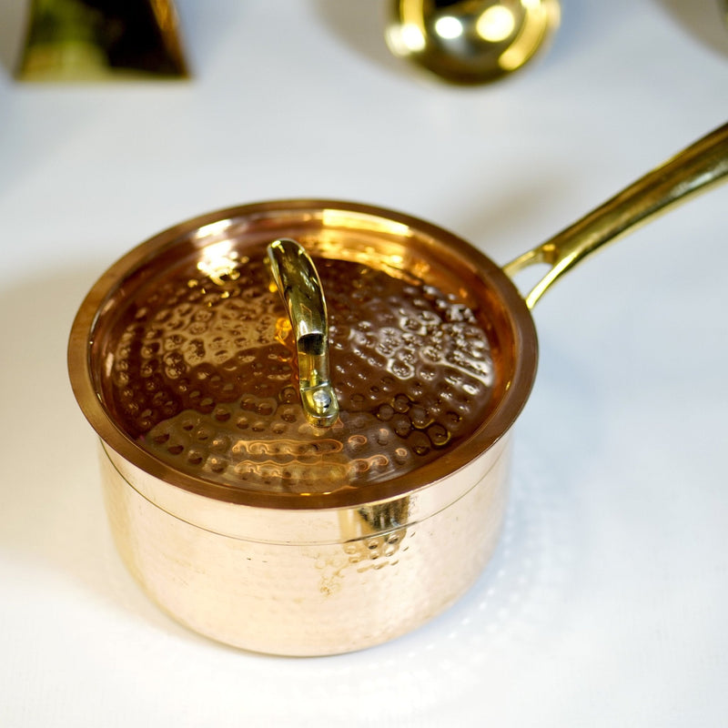 Copper Saucepan / Patila Tincoated With Lid