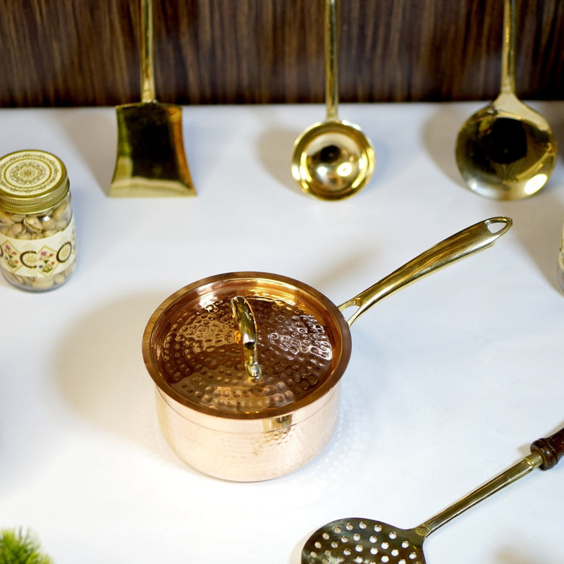 Copper Saucepan / Patila Tincoated With Lid
