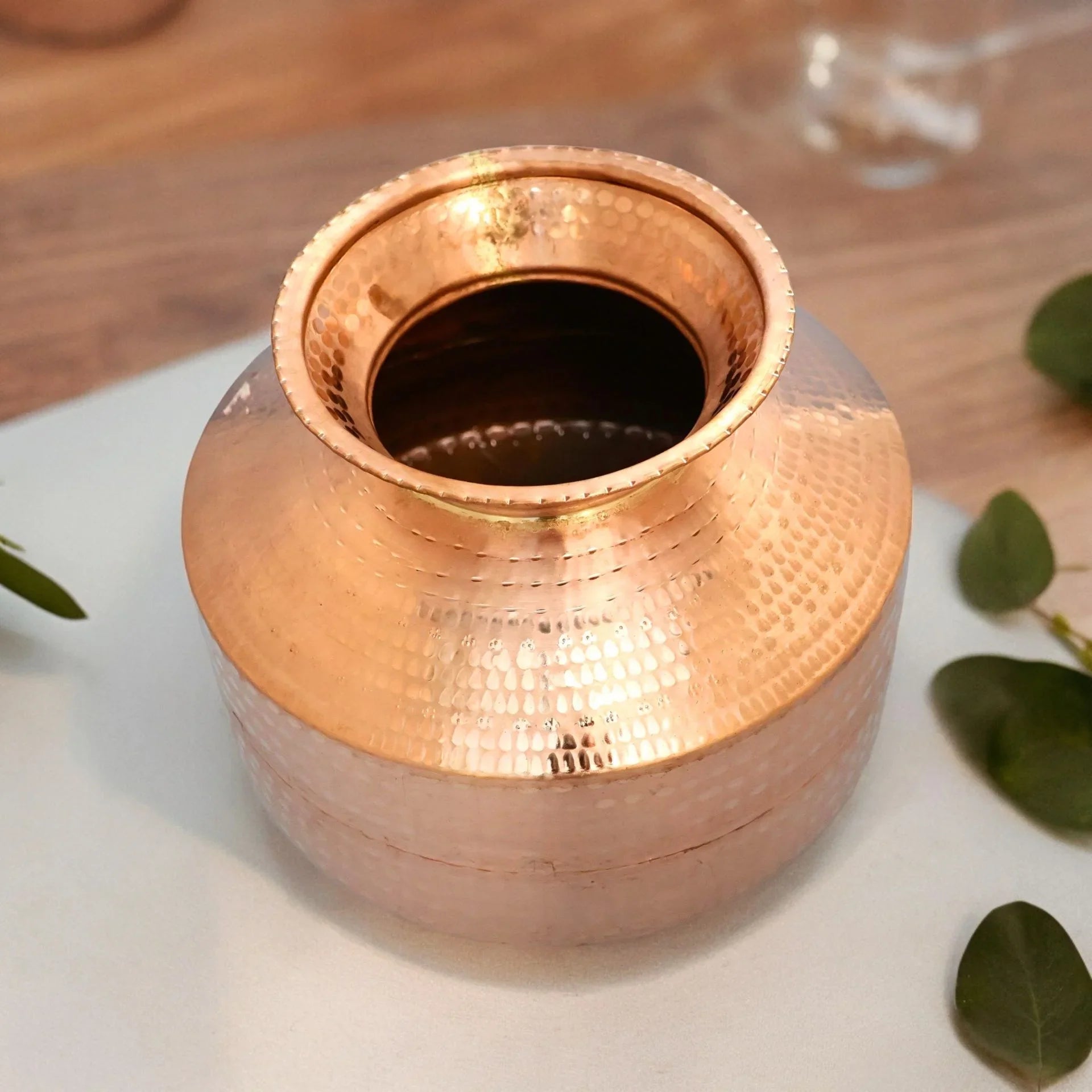 Handmade Pure Copper Water Gagar (Dispenser) set with lid