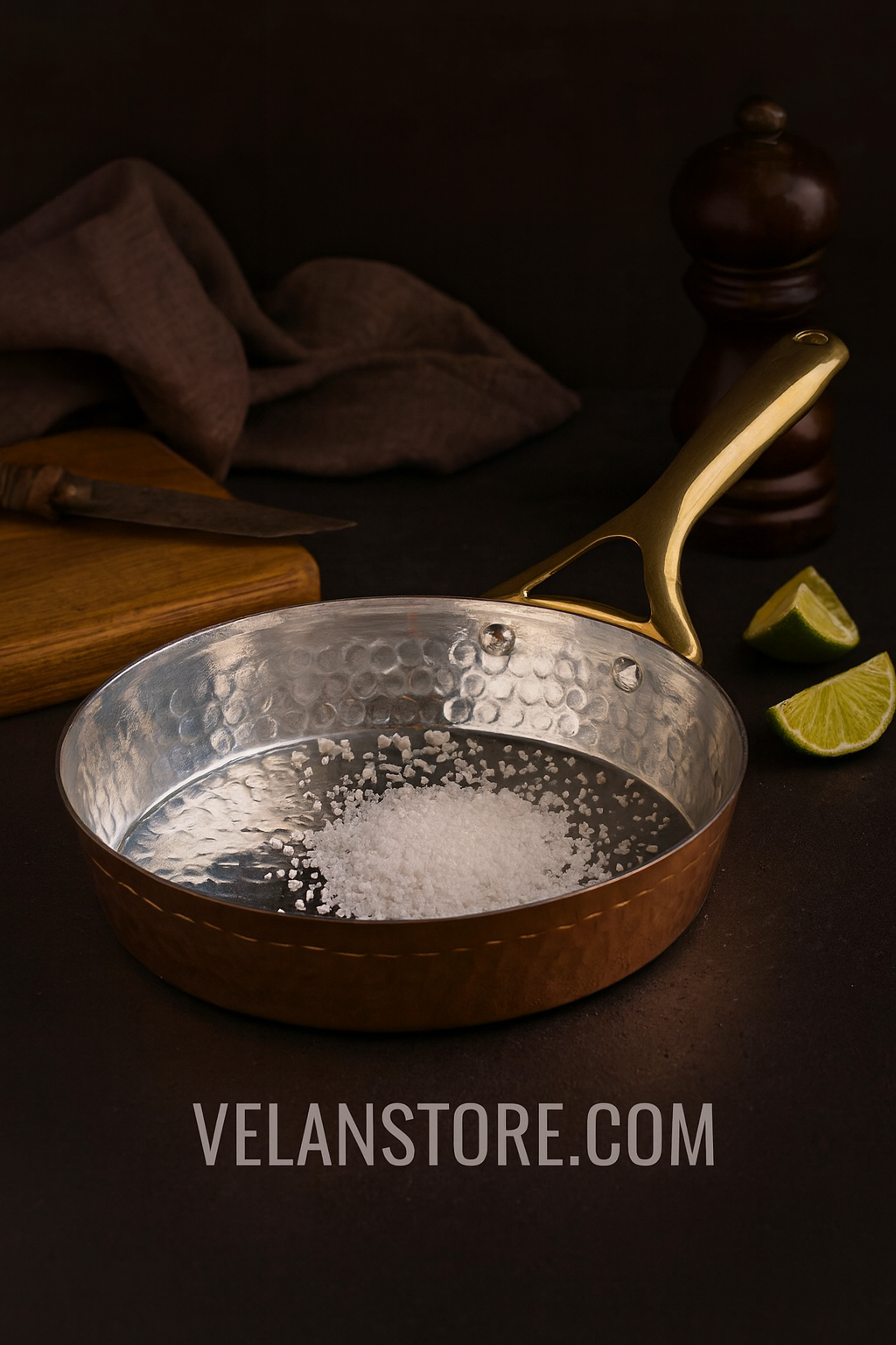 Copper Frypan (Frying Pan) with Insulated Brass Handle