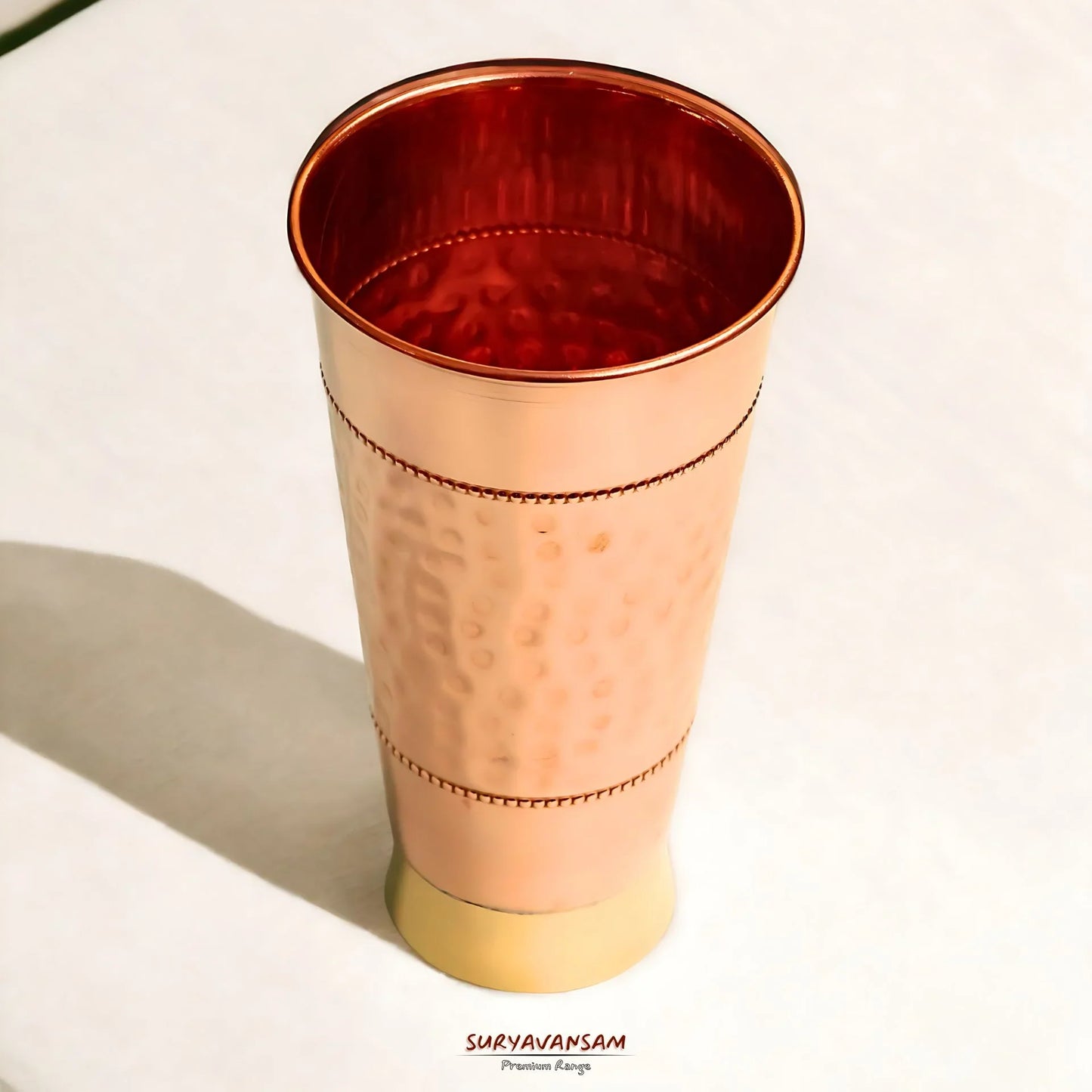 Handmade Pure Copper Glass With Lid - Water Tumbler