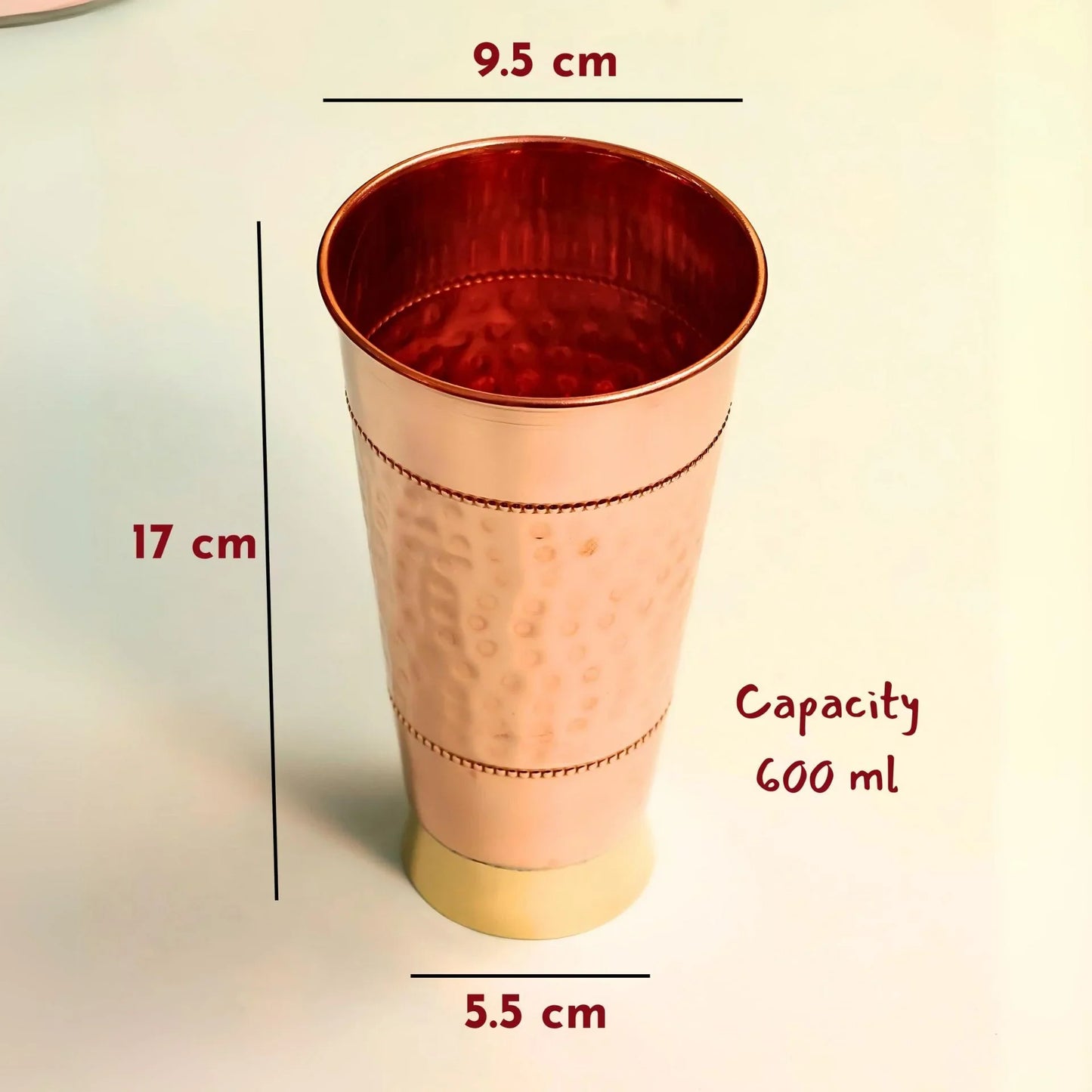 Handmade Pure Copper Glass With Lid - Water Tumbler