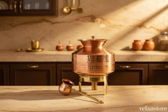 Hand Made Indian Style Water Gagar (Dispenser) Set with Stand, lid and Water Ladle
