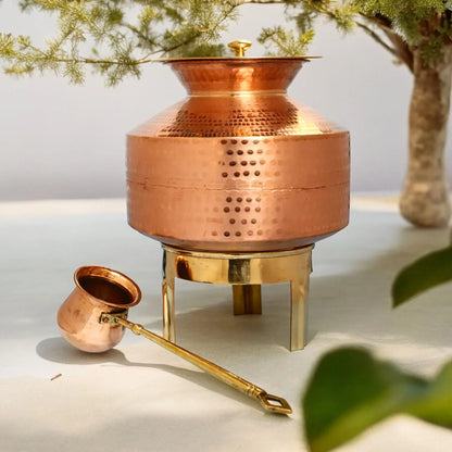 Hand Made Indian Style Water Gagar (Dispenser) Set with Stand, lid and Water Ladle