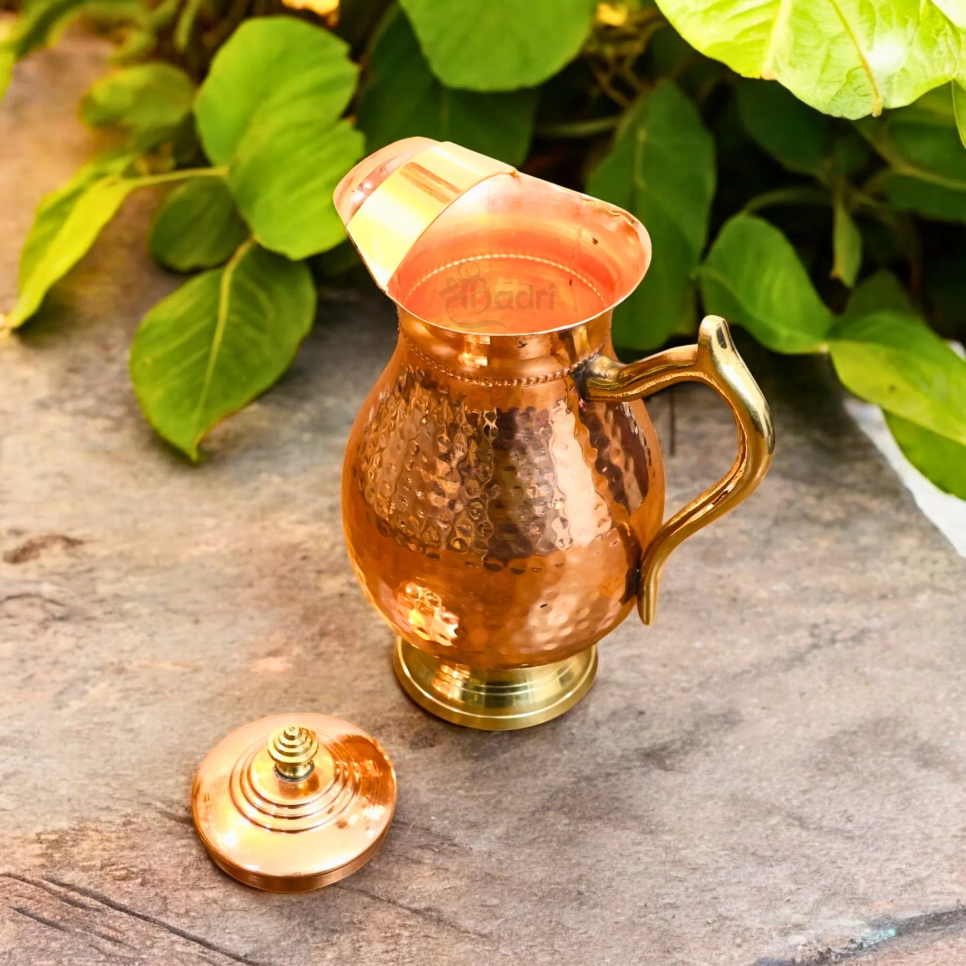 Pure Copper Water Jug with Lid – Hand-Hammered Royal Design by Shribadri
