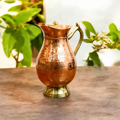 Pure Copper Water Jug with Lid – Hand-Hammered Royal Design by Shribadri