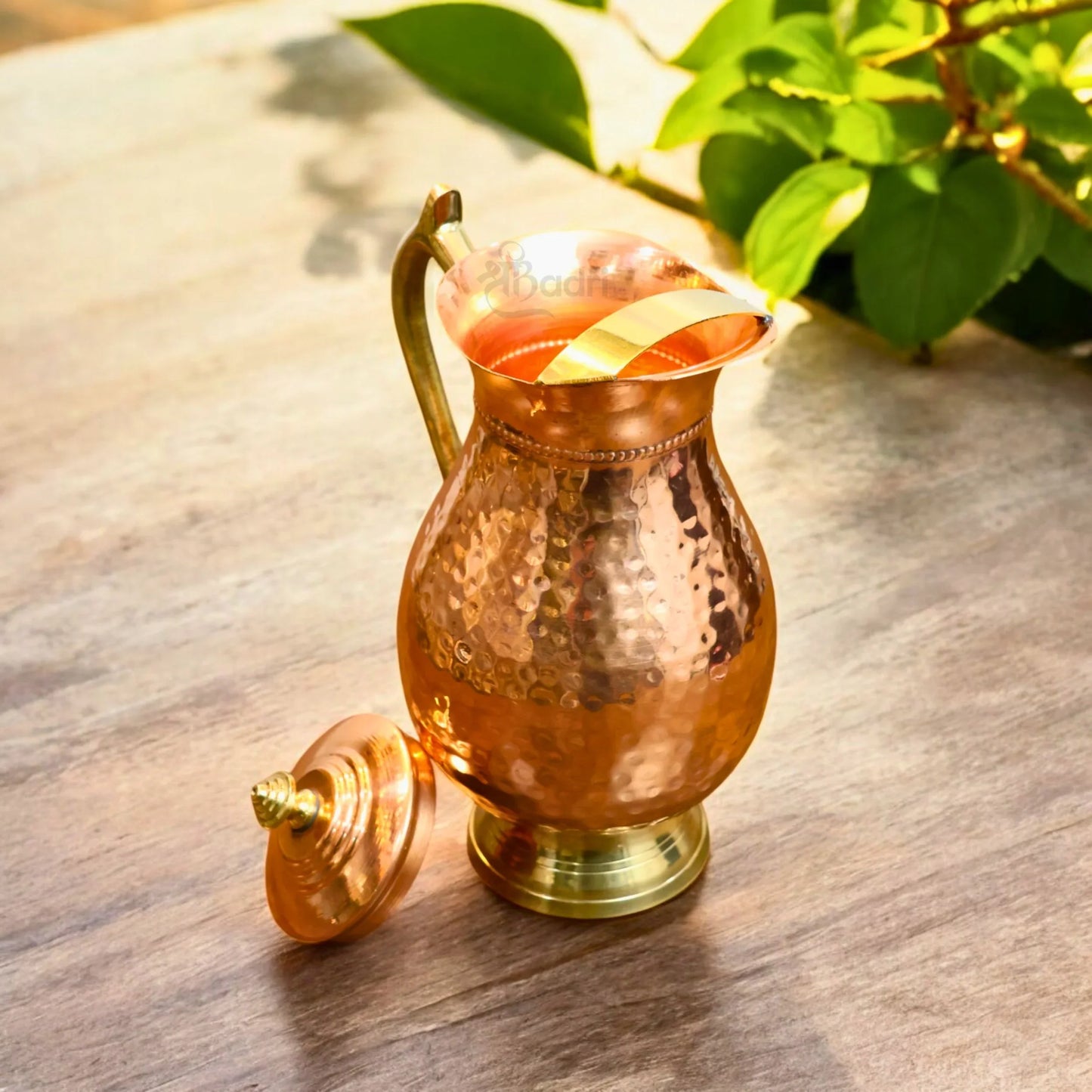 Pure Copper Water Jug with Lid – Hand-Hammered Royal Design by Shribadri
