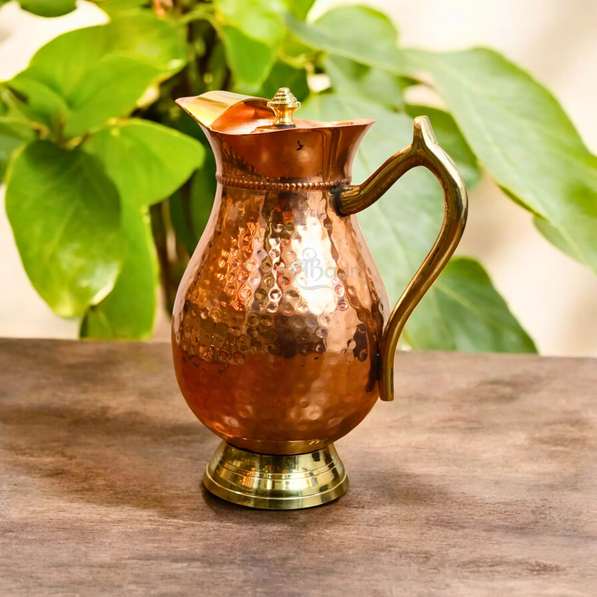 Pure Copper Water Jug with Lid – Hand-Hammered Royal Design by Shribadri
