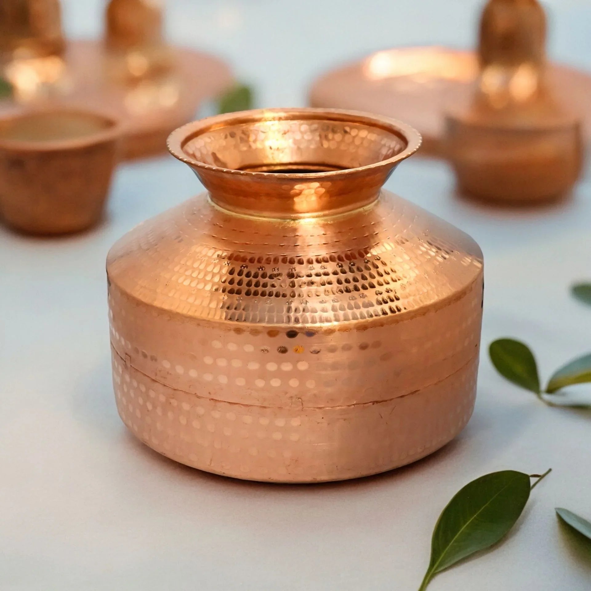Handmade Pure Copper Water Gagar (Dispenser) set with lid