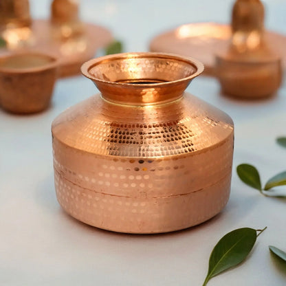 Handmade Pure Copper Water Gagar (Dispenser) set with lid
