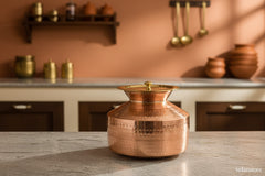 Handmade Pure Copper Water Gagar (Dispenser) set with lid
