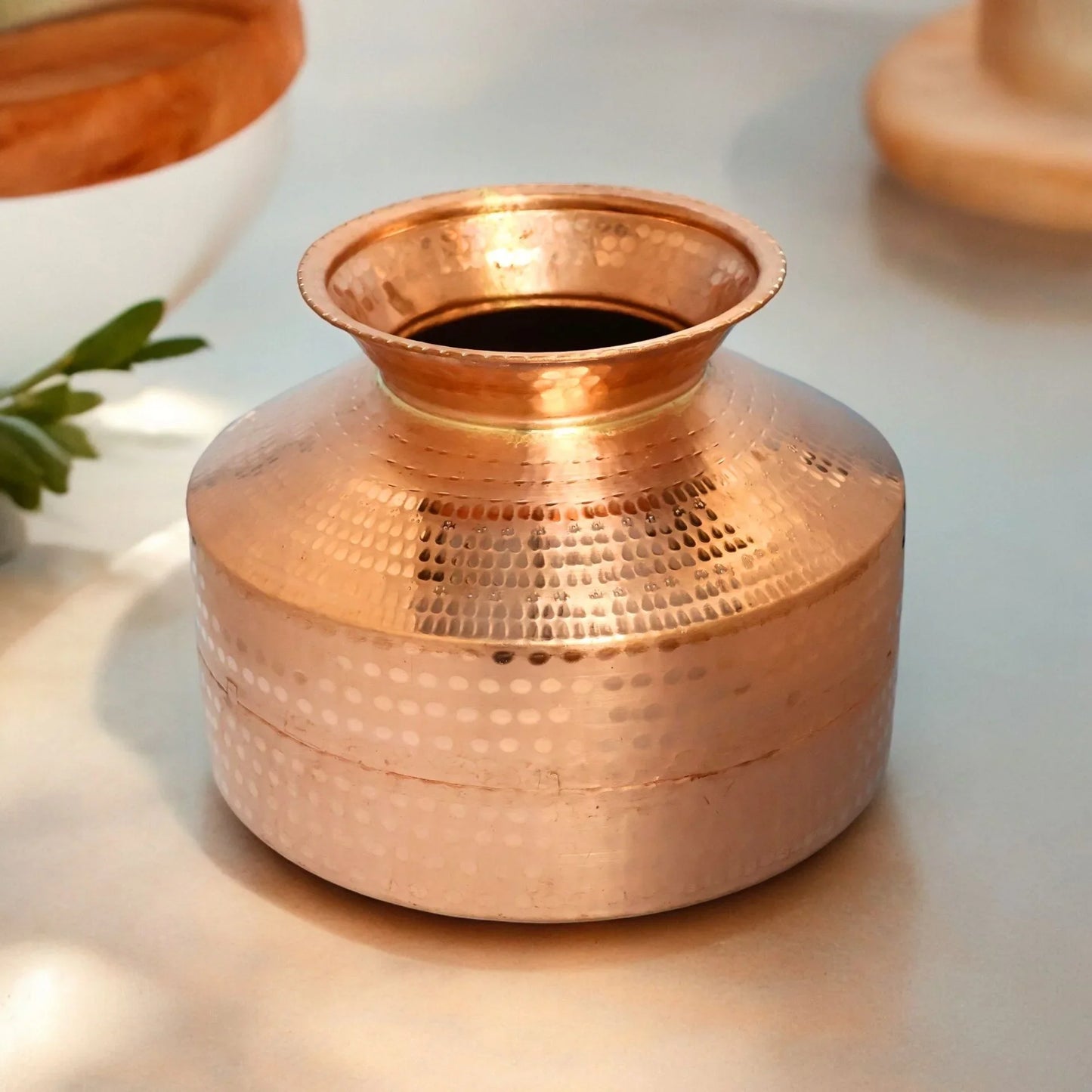 Handmade Pure Copper Water Gagar (Dispenser) set with lid