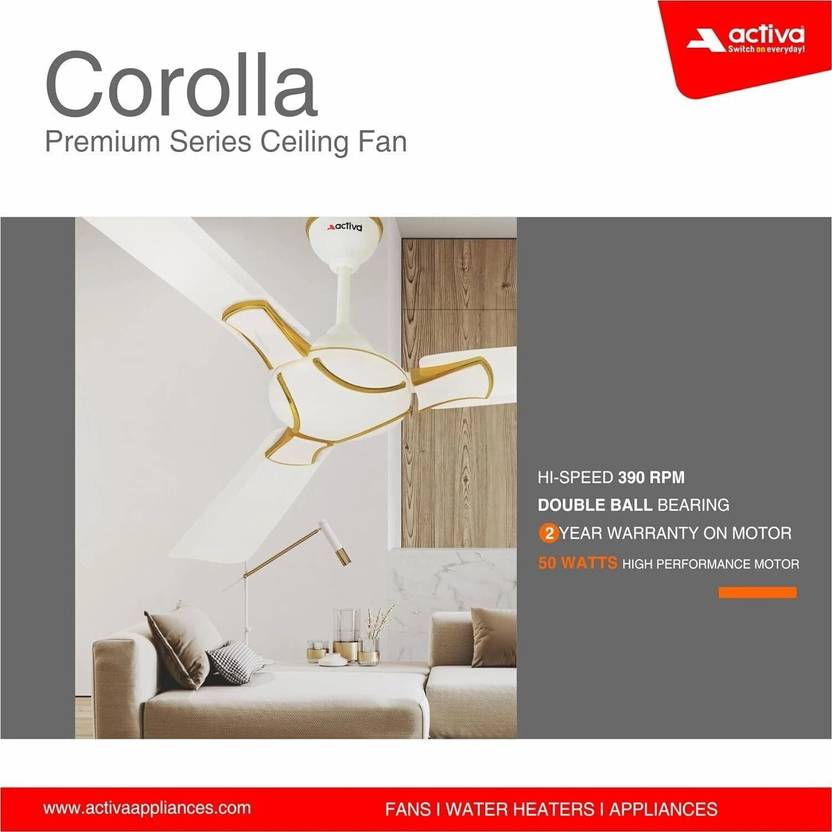 ACTIVA Corolla 1200 mm, 390 RPM High Speed Air Delivery, 50 W,Energy Efficient, BEE Approved One Star Rating, Anti Dust Coating Ceiling fan 2 Years-3