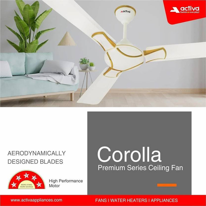 ACTIVA Corolla 1200 mm, 390 RPM High Speed Air Delivery, 50 W,Energy Efficient, BEE Approved One Star Rating, Anti Dust Coating Ceiling fan 2 Years-2