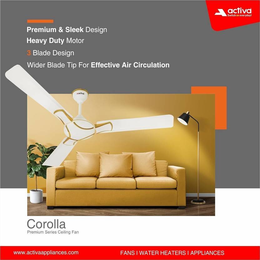 ACTIVA Corolla 1200 mm, 390 RPM High Speed Air Delivery, 50 W,Energy Efficient, BEE Approved One Star Rating, Anti Dust Coating Ceiling fan 2 Years-5
