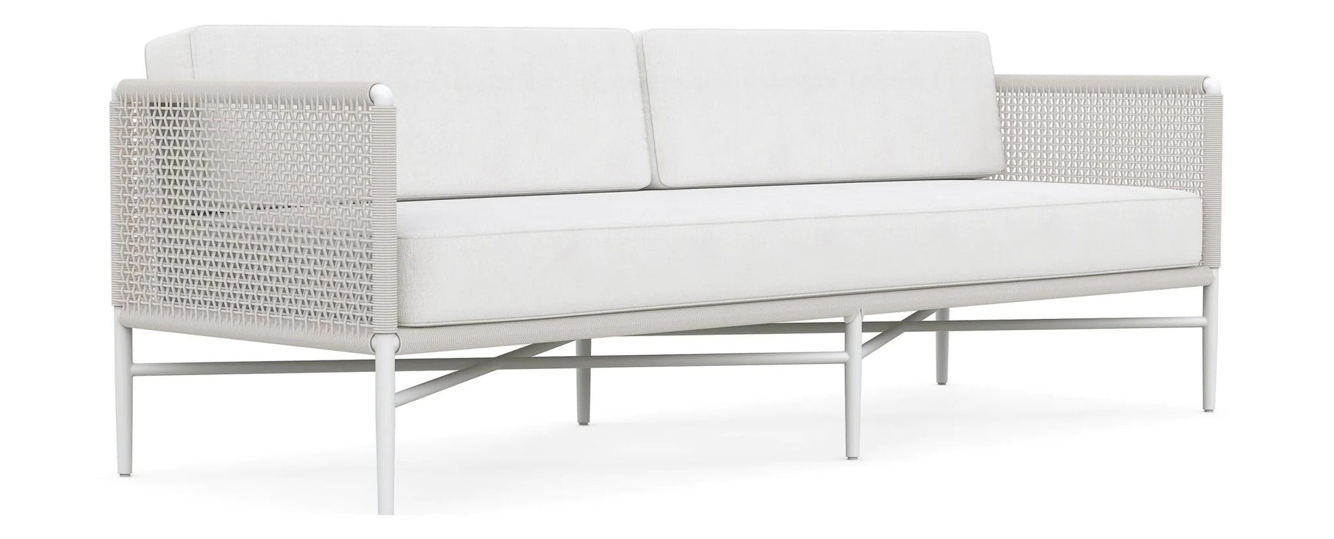Roza Outdoor Garden Balcony Sofa Set 2 Seater and 2 Single Seater With 1 Center Table Set, Braid & Rope (White + Beige)
