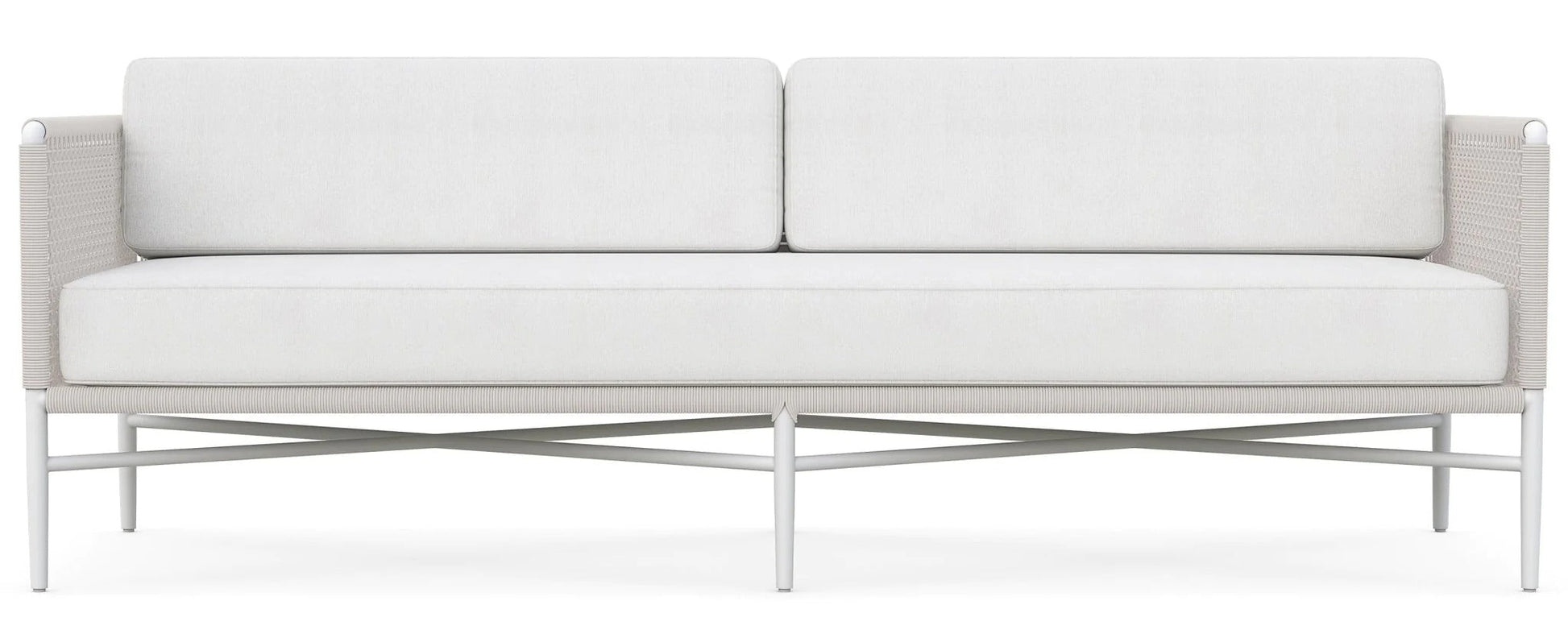 Roza Outdoor Garden Balcony Sofa Set 2 Seater and 2 Single Seater With 1 Center Table Set, Braid & Rope (White + Beige)