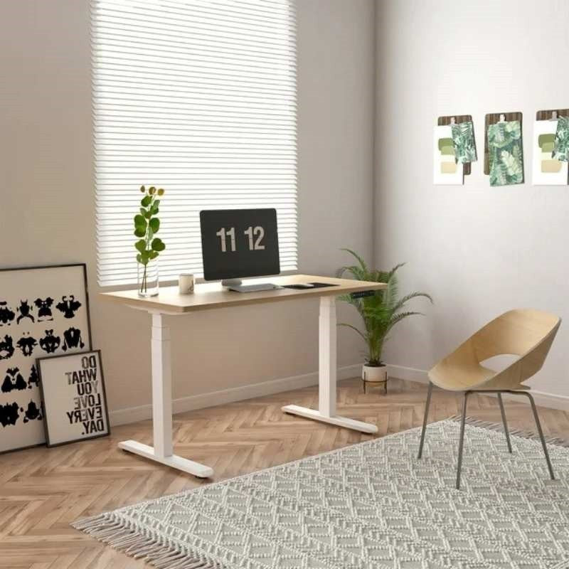 Vantexa cream standing desk with white legs