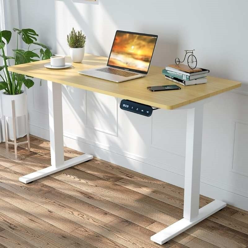 Vantexa cream standing desk with white legs