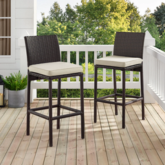 Paccio Outdoor Patio Bar Chair 2 Chairs For Balcony (Brown)