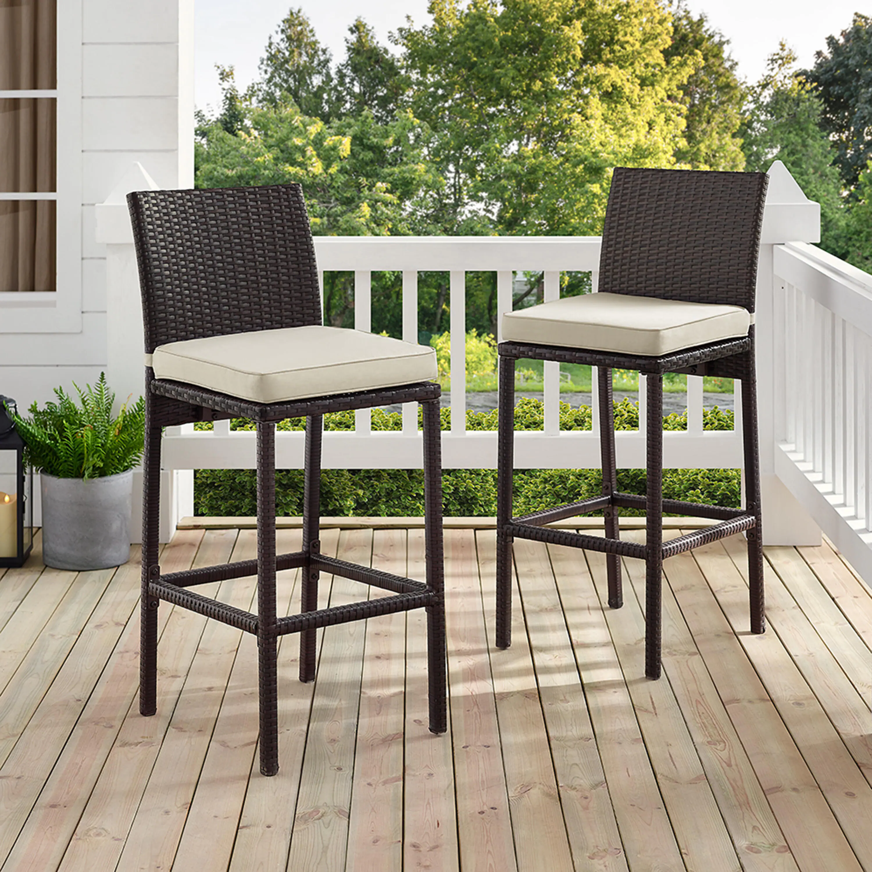 Paccio Outdoor Patio Bar Chair 2 Chairs For Balcony (Brown)