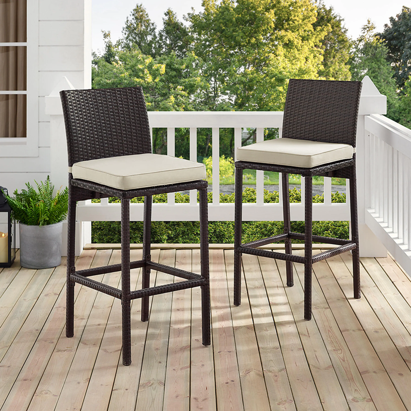Paccio Outdoor Patio Bar Chair 2 Chairs For Balcony (Brown)