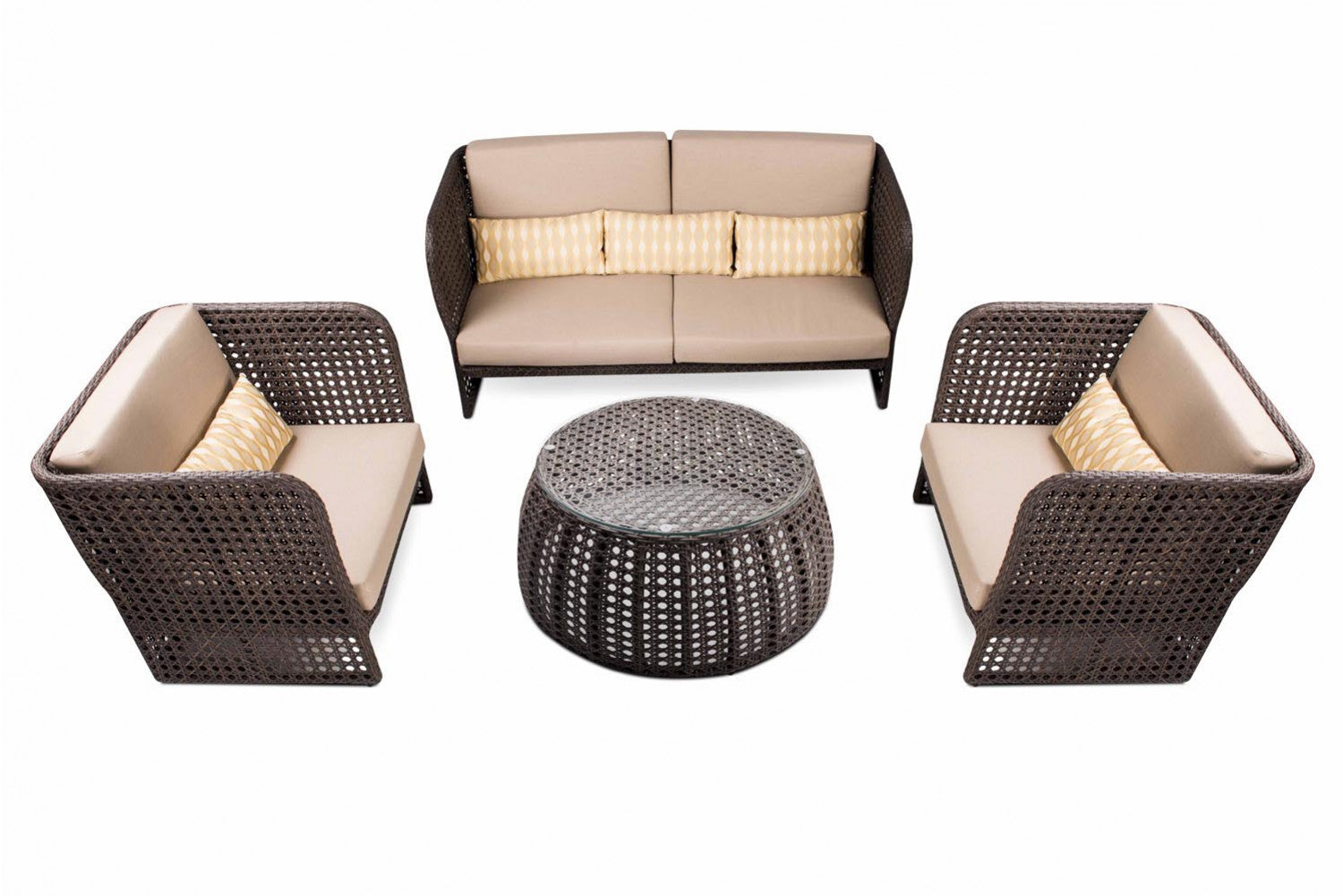 Lombardi Outdoor Sofa Set 2 Seater , 2 Single seater and 1 Center Table (Brown)